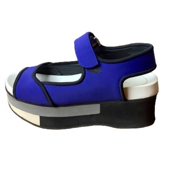 Marni Blue Color Block Neoprene Sandals Summer Bright Travel Comfortable Size 6 - Picture 2 of 12